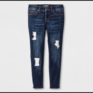 Dark Wash Jeggings With Lace Detailing